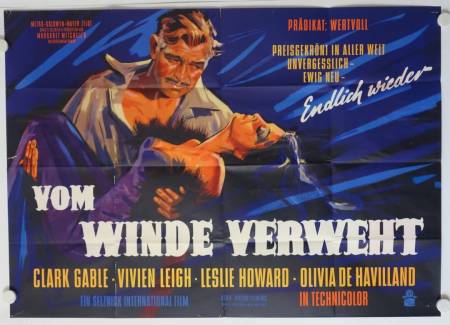 Vom Winde verweht originales deutsches A0-Filmplakat (R68)